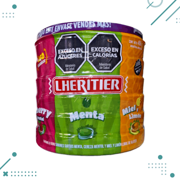 Caramelos duros LHERITIER sabor cereza, menta, miel y limon. 450gr