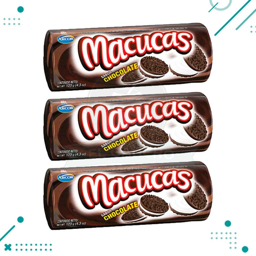 macuca-x3.jpg Galletitas Macucas Chocolate (85gr.) (Pack de 3u.) (255gr.) - Imagen 1