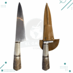 Cuchilla Mango de Asta de Ciervo Artesanal + vaina 100% cuero (32cm)