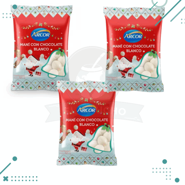 Mani con chocolate blanco ARCOR (80gr) pack x3 un. (240gr)