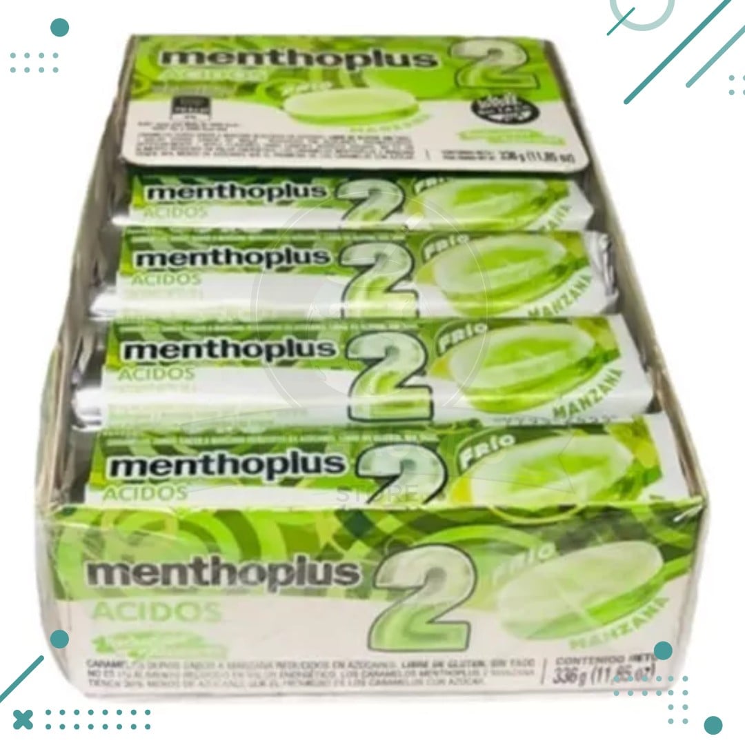 manzana-1.png Pastilla Caramelo Menthoplus ACIDOS, FRIO MANZANA 27gr X 12un (326gr) - Imagen 1