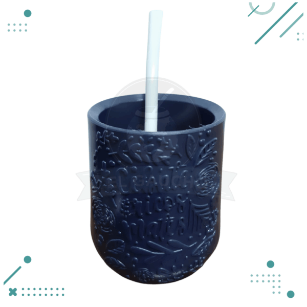 Mate 3D Flores NEGRO + Bombilla de regalo
