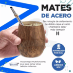 Set Matero - Termo Acero 750ml + Mate + Bombilla Inal Madera - Imagen 2