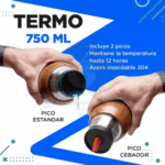 Set Matero - Termo Acero 750ml + Mate + Bombilla Inal Madera - Imagen 4