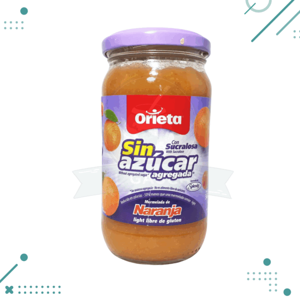 Mermelada ORIETA sin azucar agregada sabor NARANJA 340gr