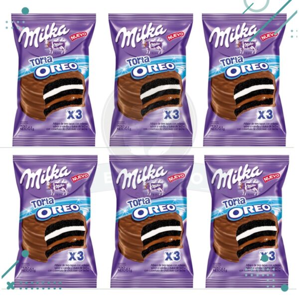 Alfajor Milka Torta Oreo, con Baño de Chocolate (61gr) (Pack de 6u) (366gr)