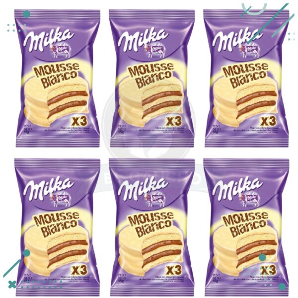 Alfajor Milka Mousse, con Baño de Chocolate Blanco (55gr) (Pack de 6u) (330gr)