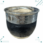 Mate Roma Cincelado Alpaca Cuero Tallado Calabaza (Color NEGRO)