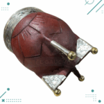 Mate Imperial Alpaca Cuero tallado Calabaza Base Bolitas (Color MARRON) - Imagen 3