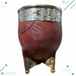 Mate Imperial Alpaca Cuero tallado Calabaza Base Bolitas (Color MARRON)