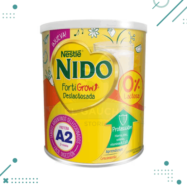 Leche En Polvo Nido Fortigrow DESLACTOSADA 800 gr (para niños a partir de los 2 años)