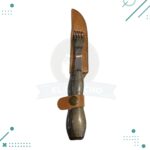 Cuchillo y tenedor mango madera ondulado+ funda 100% cuero - Imagen 3