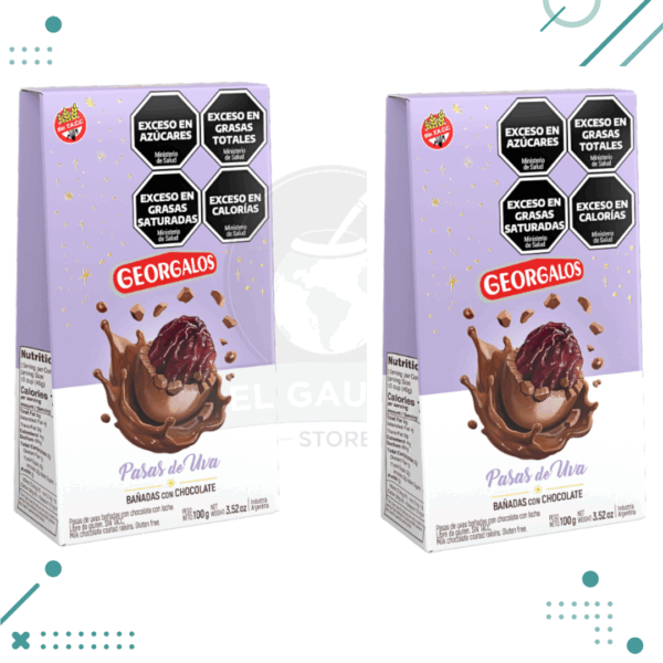 Georgalos pasas de uva bañadas con chocolate (100gr) pack x2 un. (200gr)