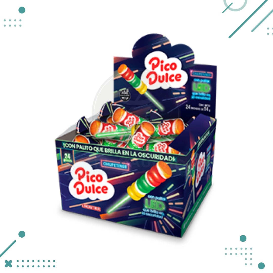pico-dulce-1.png Chupetin Pico dulce con palito Led 14gr (display x24un) 336gr - Imagen 1