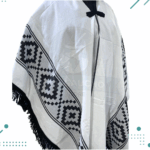 Poncho Argentino Con Hilo, Guarda Pampa, Color Blanco Y Negro 140x180