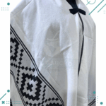 Poncho Argentino Con Hilo, Guarda Pampa, Color Blanco Y Negro 140x180 - Imagen 2