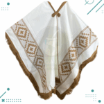 Poncho Argentino Con Hilo, Guarda Pampa, Color Blanco Y Marron 140x180