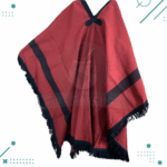 Poncho rojo con guarda lineal negra 140x180