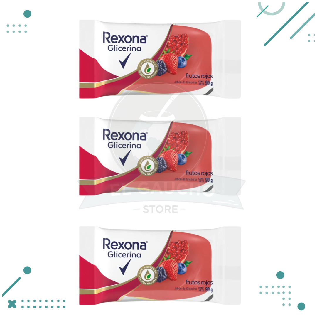 rexona.png Jabon Rexona Glicerina Frutos Rojos (x3un) (270gr) - Imagen 1