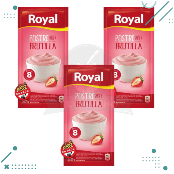 POSTRE FRUTILLA en polvo Royal 90gr (pack x3un) (270gr)