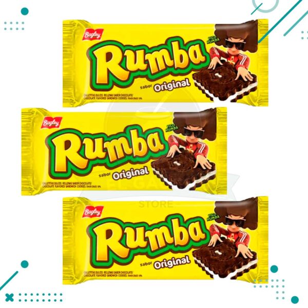 Galletitas Rumba, Chocolate con relleno sabor Coco (110gr.) (Pack de 3u.) (330gr.)