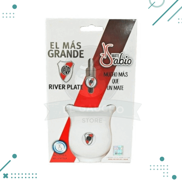 Mate sabio plastico + bombilla River (blanco)