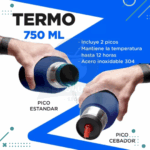 Set Matero - Termo Acero 750ml + Mate + Bombilla Inal Azul - Imagen 4