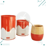 Set Matero 3 Piezas ROJO, (Mate de Madera + Yerbera + Azucarera)