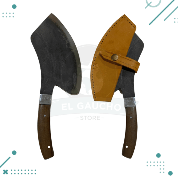Cuchilla Tipo HACHA + Estuche Cuero Marrón Artesanal