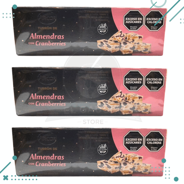 Turron de almendras con arandanos (Cranberries) (100gr) pack por 3un. (300gr)