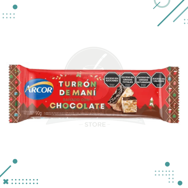 Turron de mani sabor a miel bañado con Chocolate Arcor (90gr)