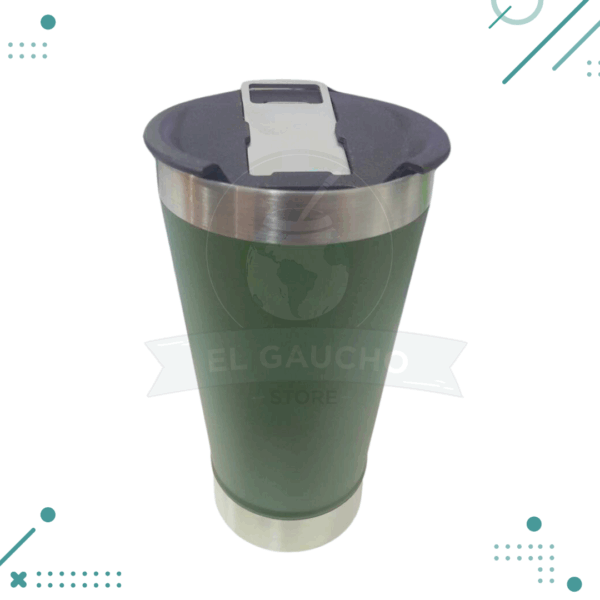 Vaso Térmico Cervecero 500ml Acero Inoxidable Con Tapa Y Destapador Color VERDE