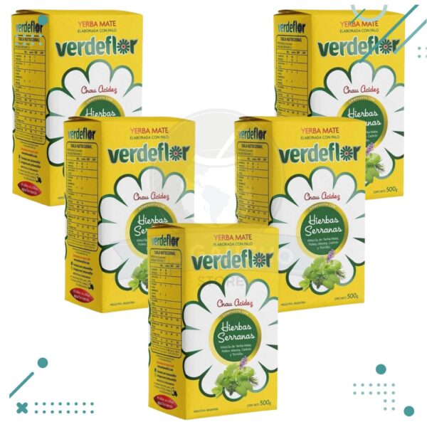 Yerba Mate VerdeFlor Hierbas Serranas (500g) (pack x 5un.) (2.5kg)