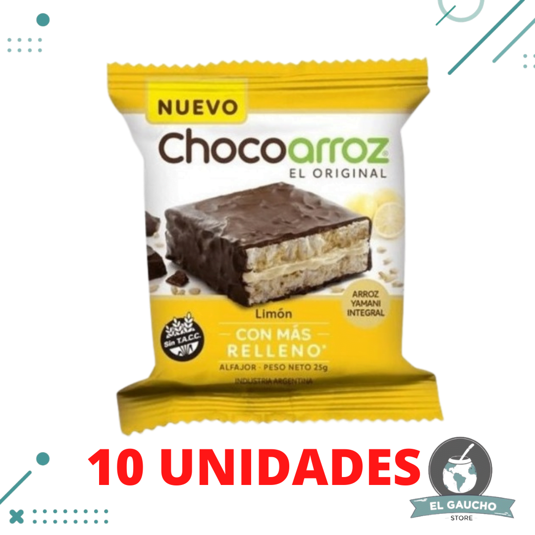 x3-Unidades-2-1-1.png Alfajor Chocoarroz, Limon (22gr) (Pack de 10u) (220gr) - Imagen 1