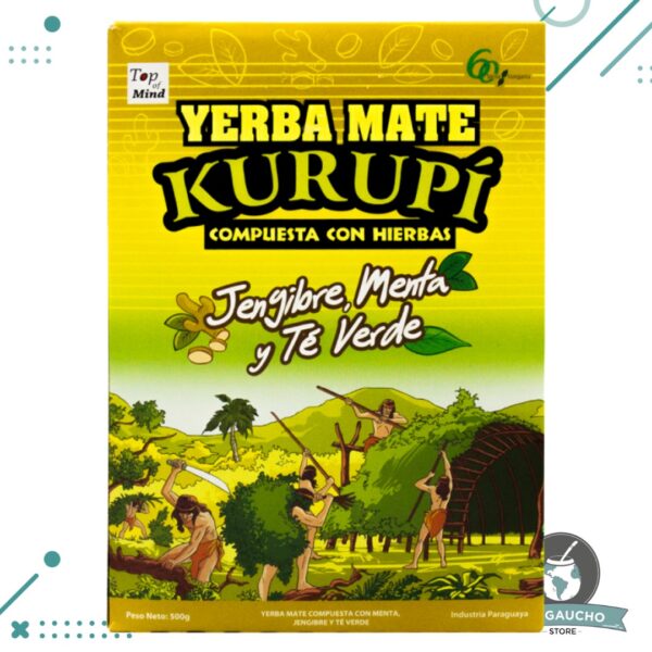 Yerba Mate Kurupí Jengibre, Menta y Te Verde 500 Gr Paraguay