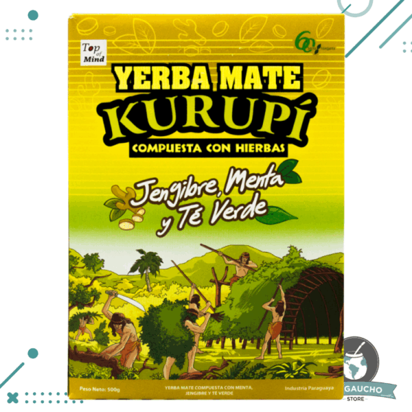 Yerba Mate Kurupí Jengibre, Menta y Te Verde 500 Gr Paraguay