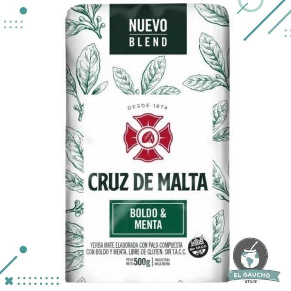 Yerba Mate Cruz de Malta BOLDO y MENTA (500gr)