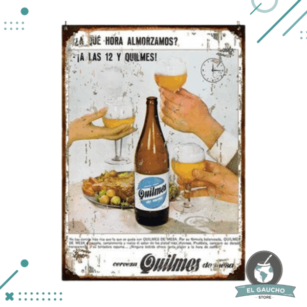 Cartel De Chapa CERVEZA QUILMES 20X28CM MOD 2