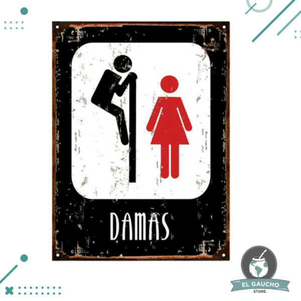 Cartel De Chapa, Baño Damas