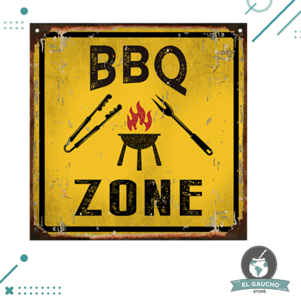 Cartel De Chapa, BBQ ZONE 30x30cm