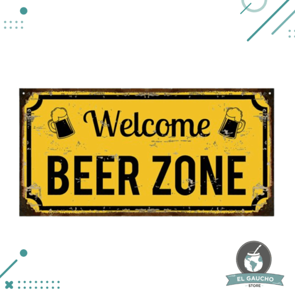 Cartel De Chapa, Welcome Beer zone Cerveza 20x40cm