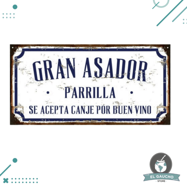 Cartel De Chapa, Gran Asador 20x40cm
