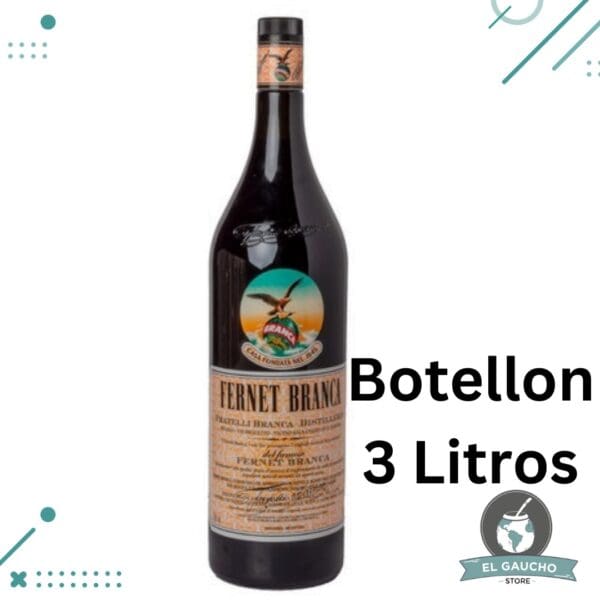 Fernet Branca bebida Argentina a Base de Hierbas Botellon 3 Litros (4.90 kg)