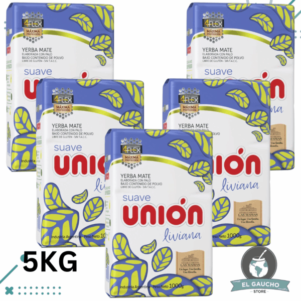 Yerba Mate Unión, SUAVE LIVIANA (1Kg) (pack 5) (5kg)