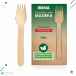Tenedor 160x27mm de Madera Biodegradable 100 Unidades