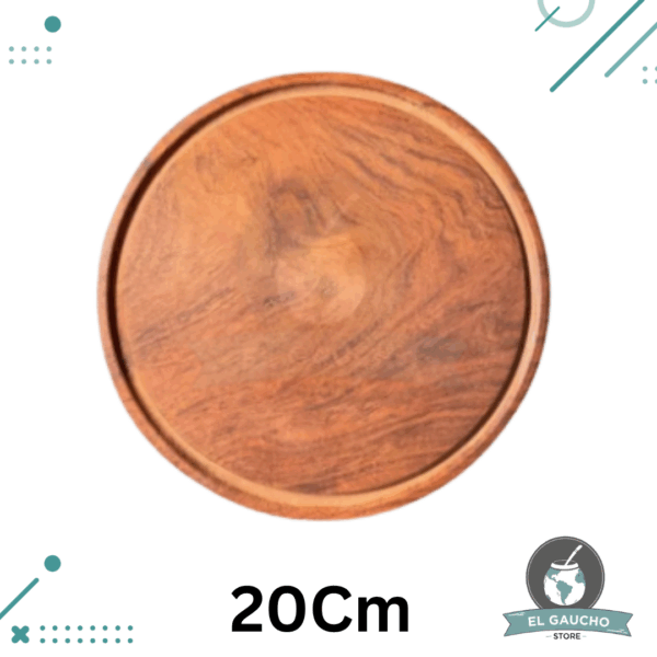 Plato de Madera Wooden Plate for BBQ 20 CM. con ranura, lustrado