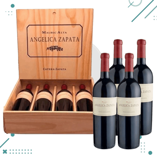 Vino Angelica Zapata Malbec Alta 750ml x 4 Unidades + CAJA MADERA Regalo