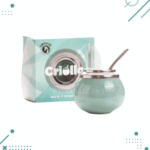 Mate Criollo Ceramica con Bombilla en Caja de Regalo, Color Verde