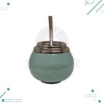 Mate Criollo Ceramica con Bombilla en Caja de Regalo, Color Verde - Imagen 2