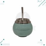 Mate Criollo Ceramica con Bombilla en Caja de Regalo, Color Verde - Imagen 2